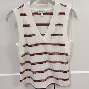 EVEREVE Sarina V Neck sleeveless tank, white with stripes, size XS